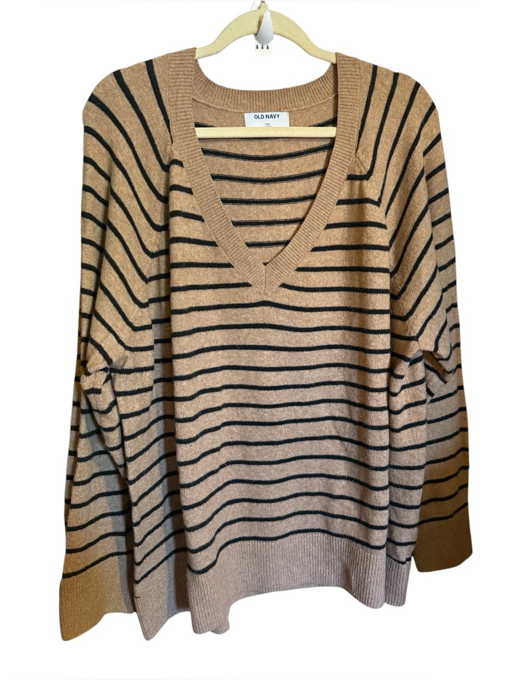 Old navy deep vneck striped long sleeve top unisex preppy fall shirt Cotton